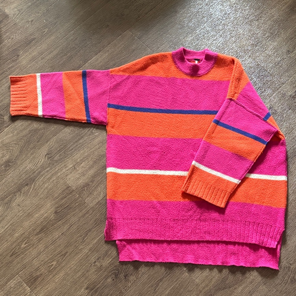 Colorful Striped FP Oversized Women's Sweater
